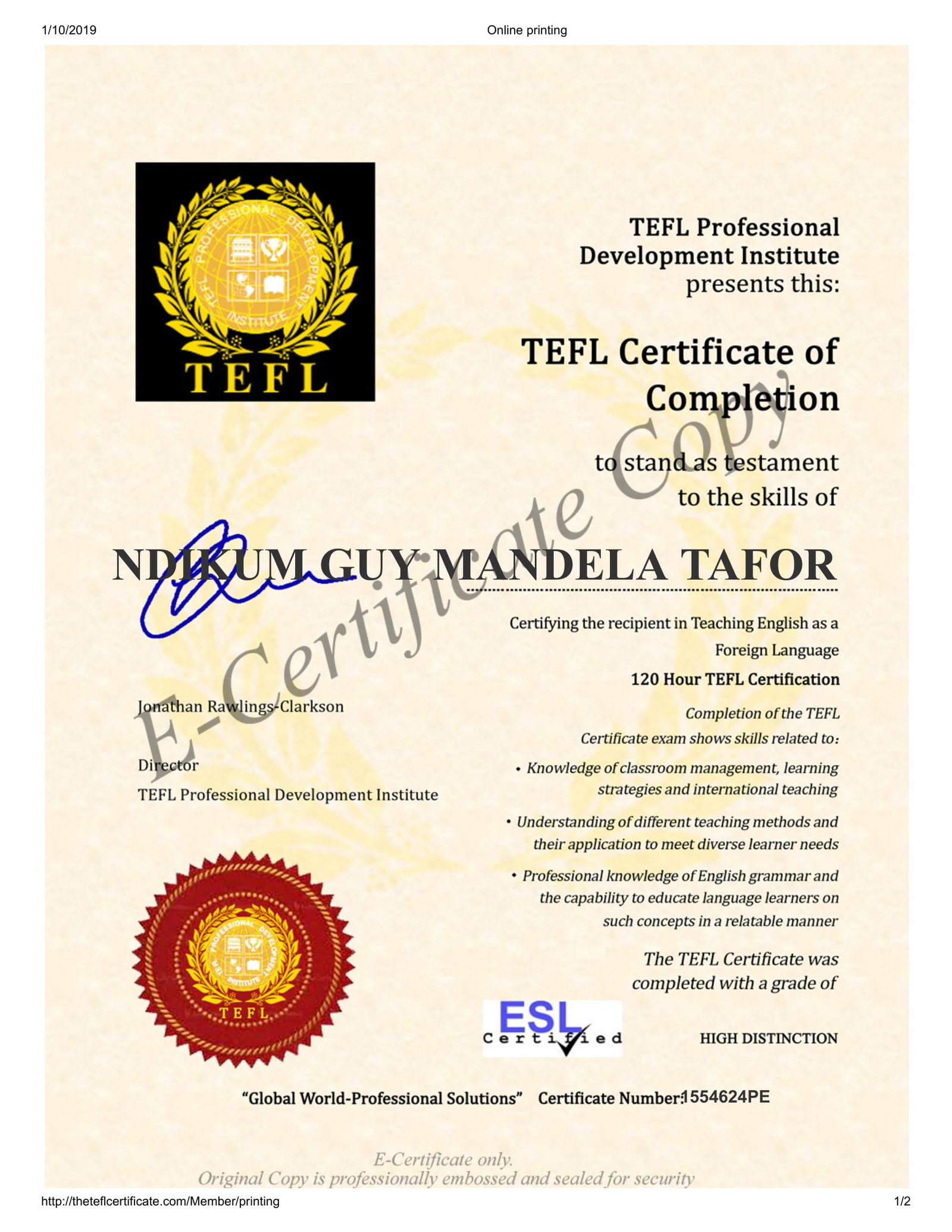 TEFL Certificate
